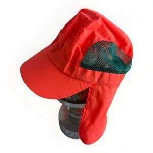 Panama Kids Jack Orange & Gray Beach Neck Guard Vented Cap Adjustable New W/Tags